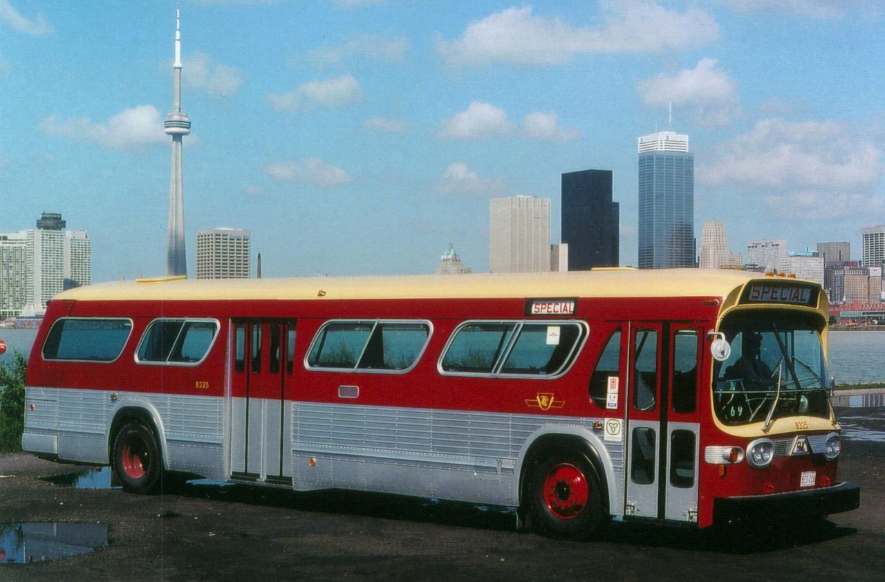 A Toronto bus and the skyline, 1980.